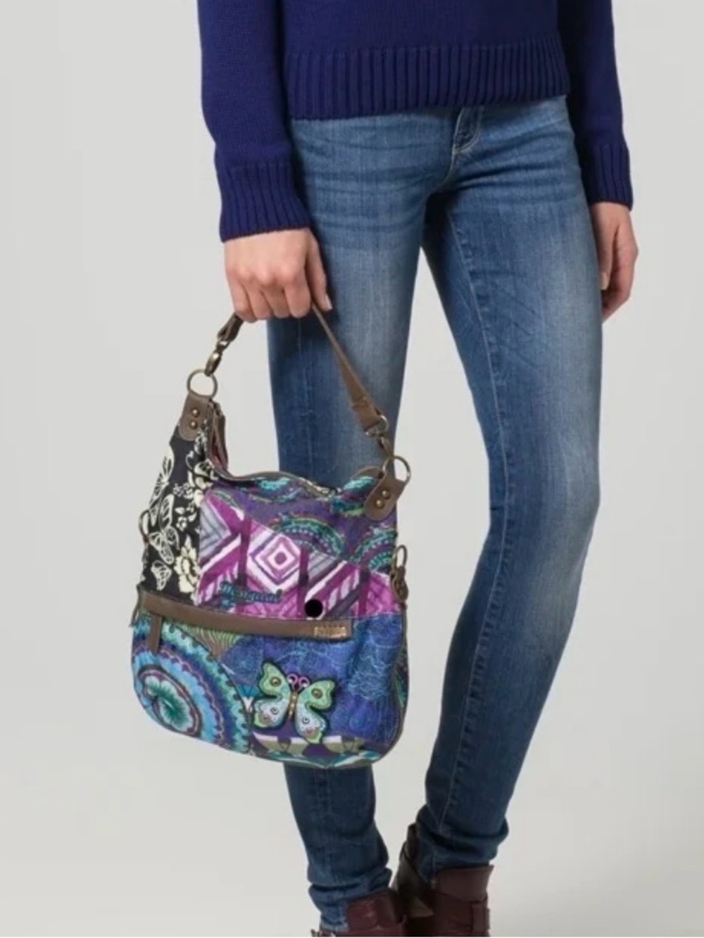 Desigual Boho Patchwork Shoulder Bag in Multicolor